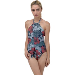 Seamless-floral-pattern-with-tropical-flowers Go With The Flow One Piece Swimsuit by Vaneshart