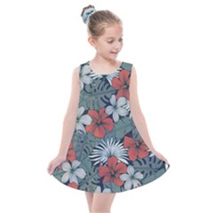 Seamless-floral-pattern-with-tropical-flowers Kids  Summer Dress by Vaneshart