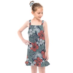 Seamless-floral-pattern-with-tropical-flowers Kids  Overall Dress by Vaneshart