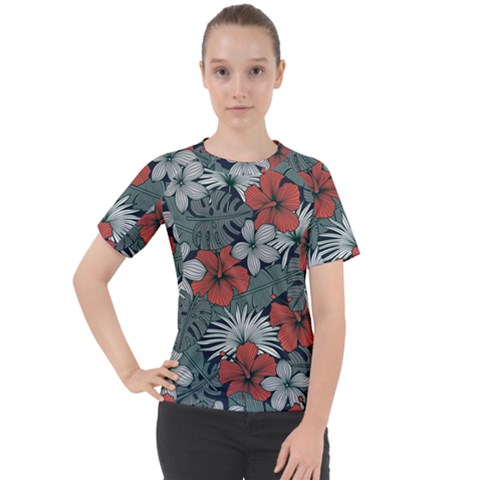 Seamless-floral-pattern-with-tropical-flowers Women s Sport Raglan Tee by Vaneshart