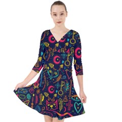 Sketch-graphic-illustration Quarter Sleeve Front Wrap Dress by Vaneshart