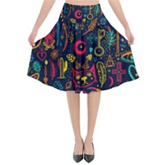 Sketch-graphic-illustration Flared Midi Skirt by Vaneshart