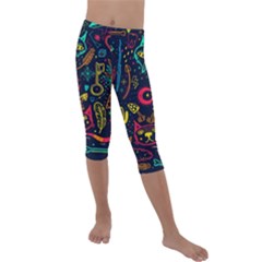 Sketch-graphic-illustration Kids  Lightweight Velour Capri Leggings 