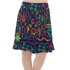 Sketch-graphic-illustration Fishtail Chiffon Skirt by Vaneshart