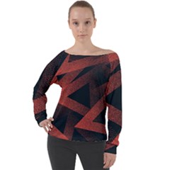 Stippled Seamless Pattern Abstract Off Shoulder Long Sleeve Velour Top