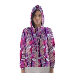 Beautiful-boho-seamless-pattern-with-pink-feathers Women s Hooded Windbreaker