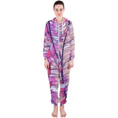 Beautiful-boho-seamless-pattern-with-pink-feathers Hooded Jumpsuit (ladies) 