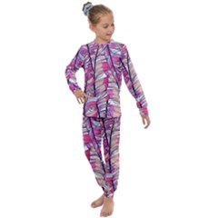 Beautiful-boho-seamless-pattern-with-pink-feathers Kids  Long Sleeve Set 