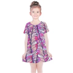 Beautiful-boho-seamless-pattern-with-pink-feathers Kids  Simple Cotton Dress