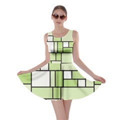 Green-geometric-digital-paper Skater Dress