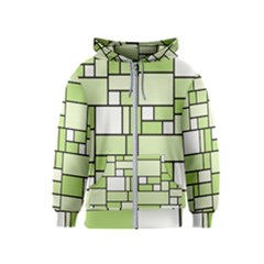 Green-geometric-digital-paper Kids  Zipper Hoodie