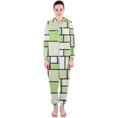 Green-geometric-digital-paper Hooded Jumpsuit (ladies) 