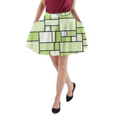 Green-geometric-digital-paper A-line Pocket Skirt by Vaneshart