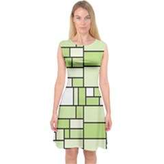 Green-geometric-digital-paper Capsleeve Midi Dress