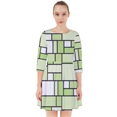 Green-geometric-digital-paper Smock Dress