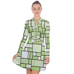 Green-geometric-digital-paper Long Sleeve Panel Dress