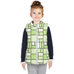 Green-geometric-digital-paper Kids  Hooded Puffer Vest