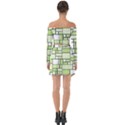 Green-geometric-digital-paper Off Shoulder Top with Skirt Set View2