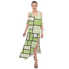 Green-geometric-digital-paper Maxi Chiffon Cover Up Dress