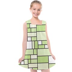 Green-geometric-digital-paper Kids  Cross Back Dress