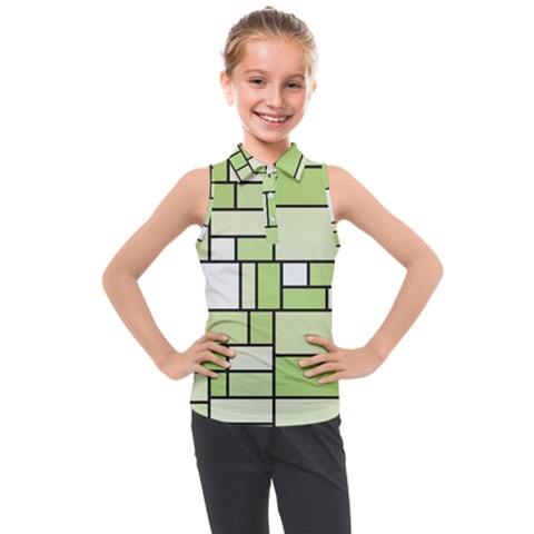 Green-geometric-digital-paper Kids  Sleeveless Polo Tee by Vaneshart