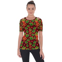 Illustration-christmas-default Shoulder Cut Out Short Sleeve Top