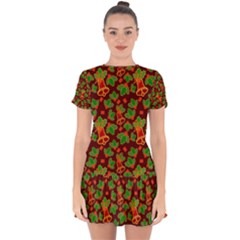 Illustration-christmas-default Drop Hem Mini Chiffon Dress