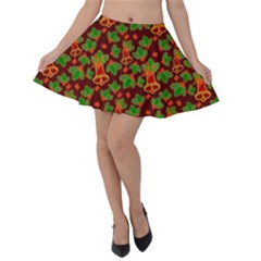 Illustration-christmas-default Velvet Skater Skirt