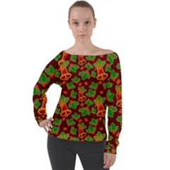 Illustration-christmas-default Off Shoulder Long Sleeve Velour Top