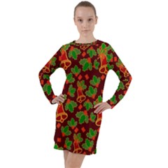 Illustration-christmas-default Long Sleeve Hoodie Dress