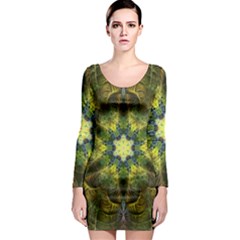 Fractal Fantasy Design Background Long Sleeve Bodycon Dress