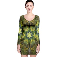 Fractal Fantasy Design Background Long Sleeve Velvet Bodycon Dress