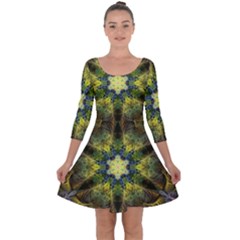 Fractal Fantasy Design Background Quarter Sleeve Skater Dress