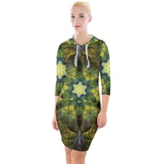 Fractal Fantasy Design Background Quarter Sleeve Hood Bodycon Dress