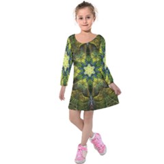 Fractal Fantasy Design Background Kids  Long Sleeve Velvet Dress