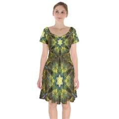 Fractal Fantasy Design Background Short Sleeve Bardot Dress