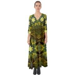 Fractal Fantasy Design Background Button Up Boho Maxi Dress