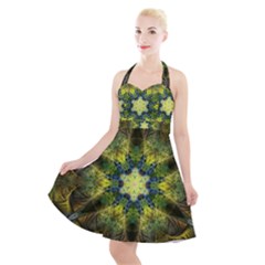 Fractal Fantasy Design Background Halter Party Swing Dress 