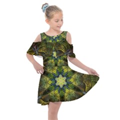 Fractal Fantasy Design Background Kids  Shoulder Cutout Chiffon Dress by Vaneshart