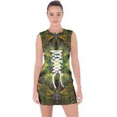 Fractal Fantasy Design Background Lace Up Front Bodycon Dress