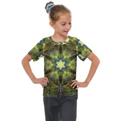 Fractal Fantasy Design Background Kids  Mesh Piece Tee