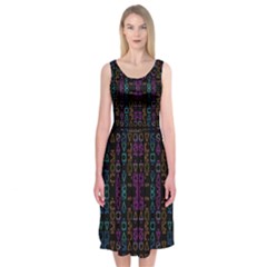 Neon Geometric Seamless Pattern Midi Sleeveless Dress by dflcprintsclothing