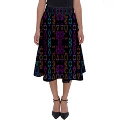 Neon Geometric Seamless Pattern Perfect Length Midi Skirt by dflcprintsclothing