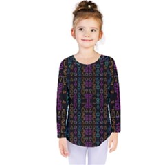 Neon Geometric Seamless Pattern Kids  Long Sleeve Tee