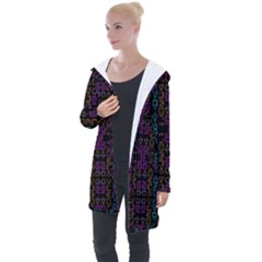 Neon Geometric Seamless Pattern Longline Hooded Cardigan by dflcprintsclothing