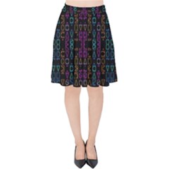 Neon Geometric Seamless Pattern Velvet High Waist Skirt by dflcprintsclothing