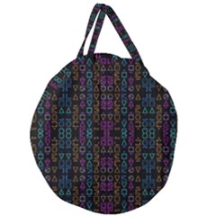 Neon Geometric Seamless Pattern Giant Round Zipper Tote