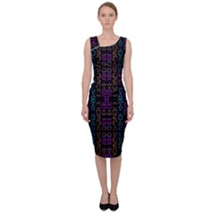 Neon Geometric Seamless Pattern Sleeveless Pencil Dress