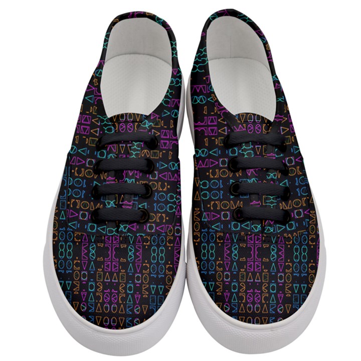 Neon Geometric Seamless Pattern Women s Classic Low Top Sneakers