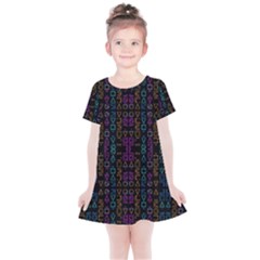 Neon Geometric Seamless Pattern Kids  Simple Cotton Dress